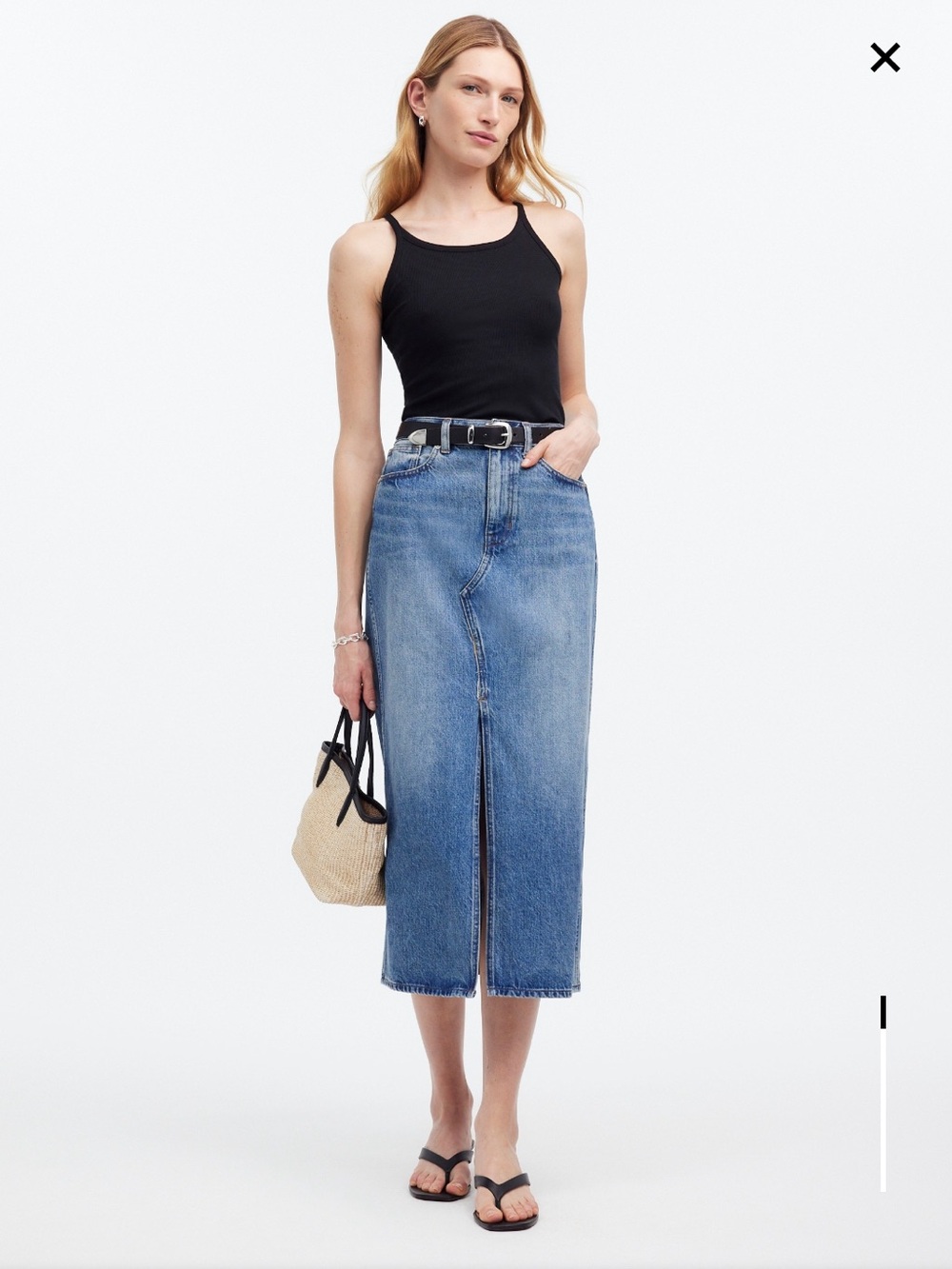 BNWT Madewell Rilee Denim Midi Skirt